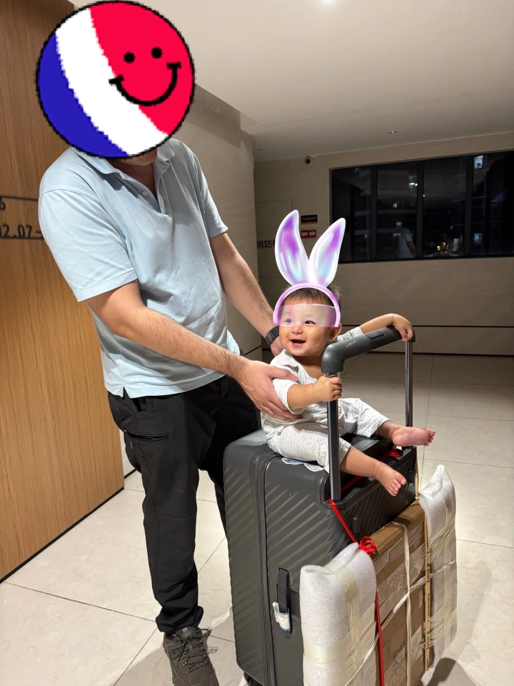 The baby is very happy.