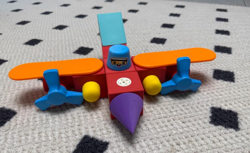 The airplane shape made of building blocks