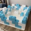 Sky blue building block fence