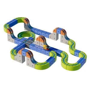 Magnetic building block track train