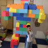 A robot assembled with building blocks